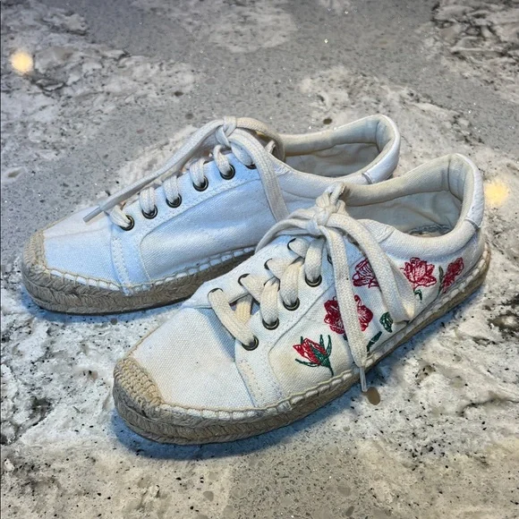 Soludos Cream Floral Espadrille Sneakers Size 7 - Picture 9 of 9